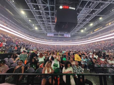 Buju Banton fans seated inside the sold-out UBS Arena on Saturday night.