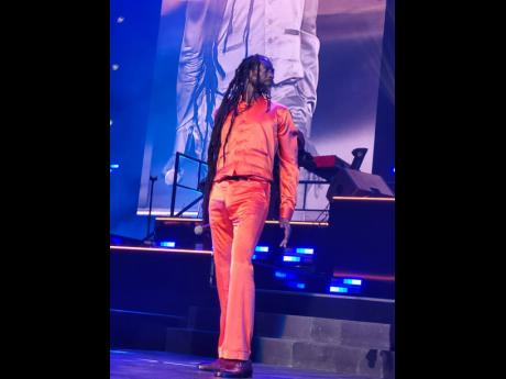 Buju Banton on stage at the UBS Arena in New York on Saturday night at his ‘Long Walk to Freedom’ concert.