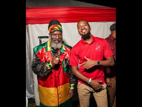 Capleton (left) and Red Stripe Brand Manager Nathan Nelms. 