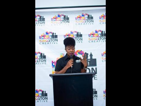 Andrea Dempster Chung, Executive Director, Kingston Creative giving her address at the press launch for The Downtown Transformation Programme Phase II on Wednesday, July 24.