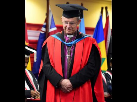 Justin Welby, Archbishop of Canterbury after the Conferment of Honorary Degree of Doctor of Laws on him on July 20 at the UWI Regional Headquarters, Mona. 