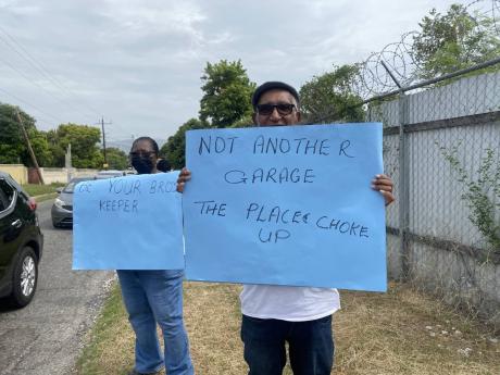 Preston Tabois, president of the Richmond Park Community Development Committee, during the peaceful protest on Monday at WestLake Avenue in Kingston.