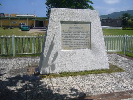 A monument in Claude Stuart Park in Port Maria, St Mary, in honour of Tacky, the leader of the 1760 Easter Rebellion in St Mary. 