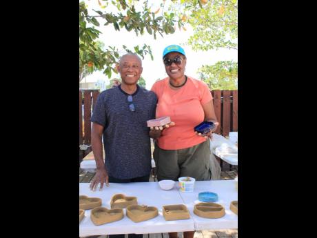 Hamilton Wiltshire (left) and his wife, Dale, led an exciting beginners pottery class in celebration of Barbados’ 50th Crop Over Anniversary.