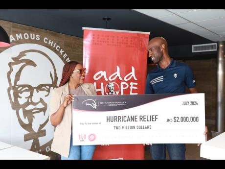 Restaurants of Jamaica Marketing Manager Andrei Roper (right) and Project Coordinator for the All4JA Foundation Novia Wilson express their enthusiasm for the successful collaboration, which aims to provide renewed hope to those affected. 