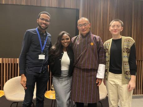 David Salmon and classmates Joyce Dzide-Tei and Ila Axelrod with Bhutanese former PM Tshering Tobgay.