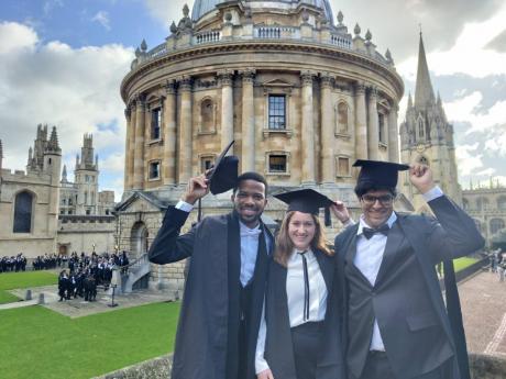 David Salmon. German Rhodes Scholar Luisa Haiß and Indian Rhodes Scholar Vedanta Thapar on Matriculation Day.