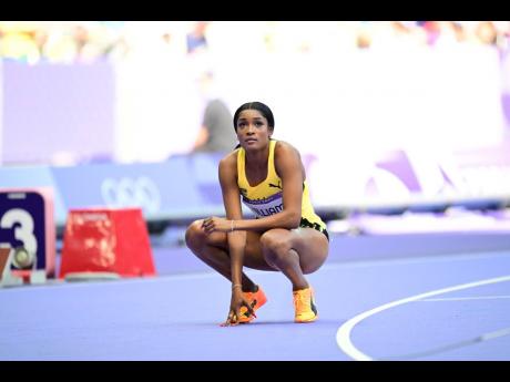 Stacey-Ann Williams of Jamaica, moments after placing second in heat one of the women’s 400m at the Stade de France in Paris yesterday. Williams clocked a season’s best 50.16.  