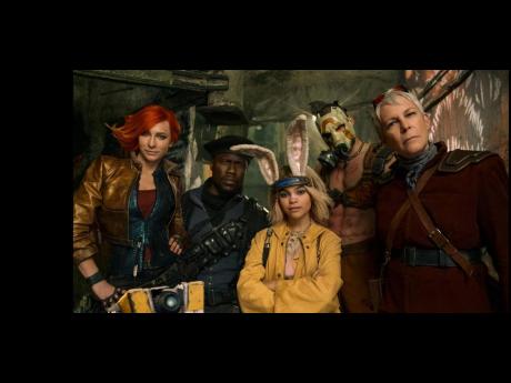 Jamie Lee Curtis, Cate Blanchett, Kevin Hart, Ariana Greenblatt, and Florian Munteanu in ‘BORDERLANDS’.