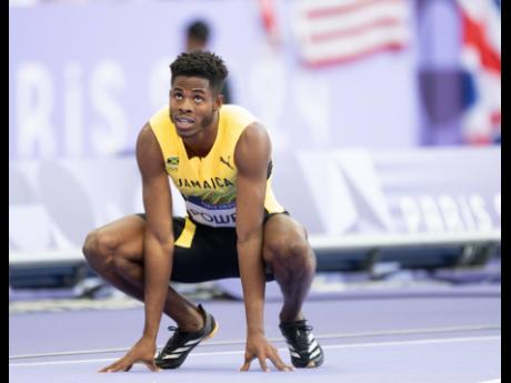 Jevaughn Powell reacts after failing to qualify for the final of the men’s 400 metres at the Stade de France yesterday.