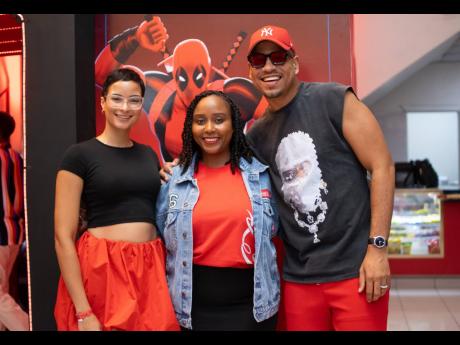 Chantellee McDonald (centre), senior brand manager, Coca-Cola portfolio, Wisynco Group Limited, is joined by social media influencers Rohan ‘Quite Perry’ Perry (right) and Miss Universe Jamaica 2014 Kaci Fennell-Shirley.