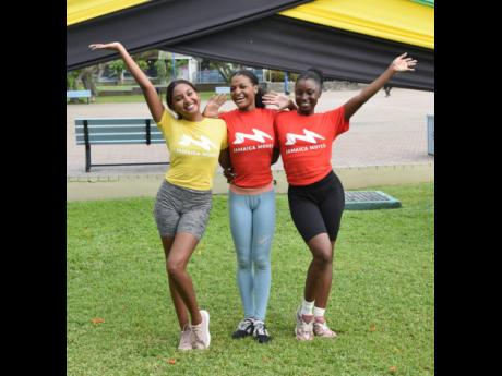 The top three (from left) Lianne Fullwood, second runner-up; Chris-Shann Grant, winner, and Tahje Bennett, first runner-up, were all smiles after demolishing the morning’s challenges.