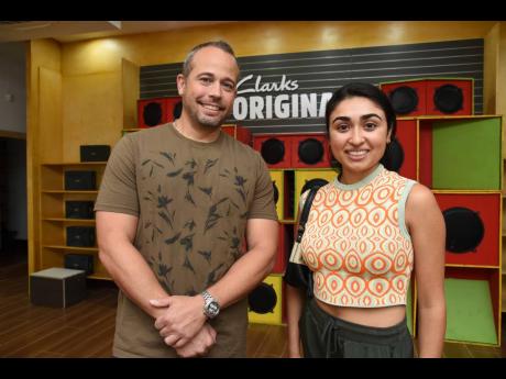 Straight from the Clarks head office Alex Morandeira (left), Latin America and Caribbean territory manager and Maya Rao, Latin America marketing manager, pose for a photo.