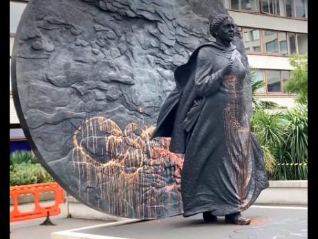 The Mary Seacole statue in London which was vandalised with paint and graffiti last week.