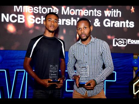 John-Ross Crooks (right) and Joshua Newsome, the two National Commercial Bank (NCB) Foundation national scholarship recipients for 2024.