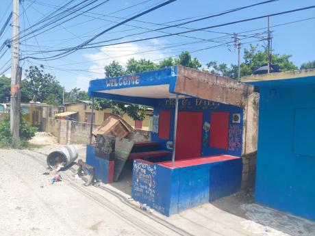 The bar in Gregory Park, St Catherine, where three men were shot, two fatally, on Sunday afternoon.