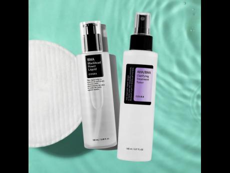 Toners such as the COSRX Blackhead Power Liquid (left) and AHA Clarifying Treatment Toner, help tackle breakouts.