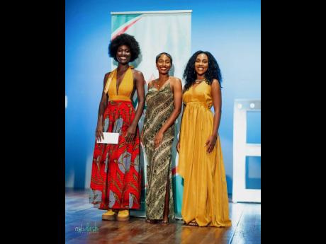 Miss Jamaica World talent fast-track winner Shanelle Kellyman (centre) is flanked by first runner-up Shanae Brown and second runner-up Aliah Clarke.