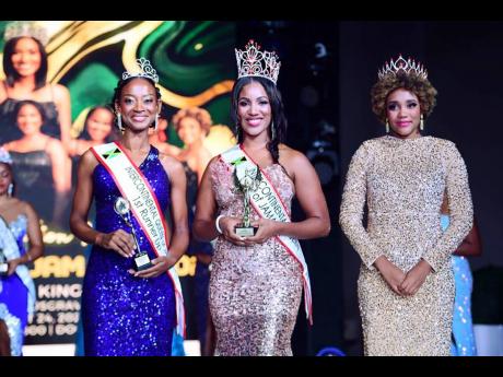 From left: Tamara Morgan, first runner-up, Intercontinental Queen of Jamaica; Shanneil Brown-Bleary, winner Intercontinental Queen of Jamaica; and Indira Peres Valdez, Miss Cosmo Queen of Jamaica. Peres Valdez has given up her crown.