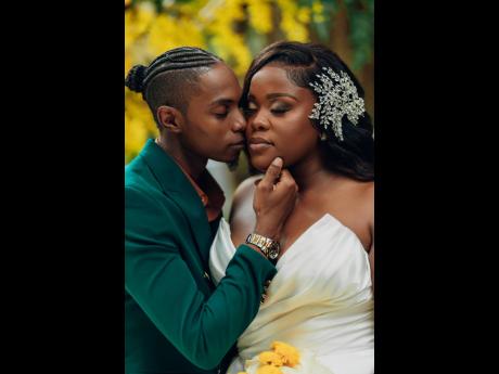 Cheek to cheek, Mr and Mrs Gordon, took a moment to soak up the joy of their wedding day.