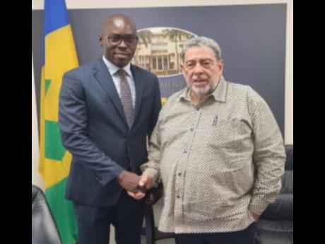 Contributed 
Okechukwu Ihejirika, Afreximbank’s regional chief operating officer, Caribbean Office (left), and Dr Ralph Gonsalves, prime minister of St Vincent and The Grenadines.