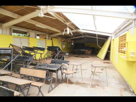 The roof of grade 6 block of Pedro Plains Primary School, St Elizabeth, which was blown off during the passage of Hurricane Beryl in July.