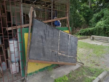 A termite-infested blackboard that had to be removed from one of the classrooms.