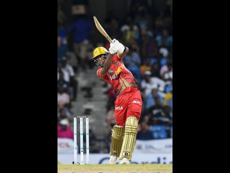 
Shaqkere Parris batting for the Trinbago Knight Riders during their Caribbean Premier League game against the Barbados Royals at Kensington Oval on Friday.