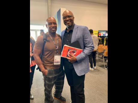 Orville Matherson (left) and Ben Amadasun, director of content for Africa and the Middle East at Netflix, link up in South Africa. 