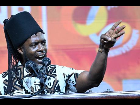 Accompong Maroon Chief Richard Currie speaks at the People’s National Party’s 86th Annual Conference held yesterday at the National Arena in Kingston.