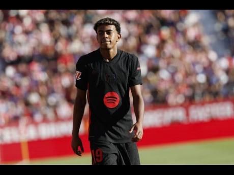 Barcelona’s Lamine Yamal  at yesterday’s Spanish La Liga  match between Girona and Barcelona at the Montilivi stadium in Girona, Spain. Barcelona won 4-1. 