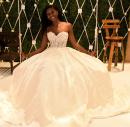 The resident ‘bride’, Ashlie Barrett, models a wedding gown boasting a beautiful sweetheart neckline and extra puff to give the Cinderella effect, at the recently staged Bliss Bridal Trunk Show.