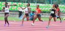 Shelly-Ann Fraser-Pryce (third from left) of the MVP Track Club  speeds off to lead her team to victory in the women’s 4x100m at the 2016 Milo Western Relays held  at the Montego Bay Sports Complex.